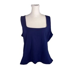 Boden Women's Size 20-22 Blue Stretch Cotton Scoop Neck Tank Top NWT